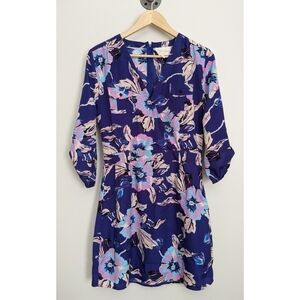 Yumi Kim Blue Tropic Flowers Mini Dress Size L
